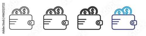 Wallet Vectors Icon Set Illustration with Outline Style Variation