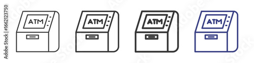 Atm machine Vectors Icon Set Illustration with Outline Style Variation