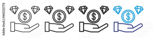 Profit Vectors Icon Set Illustration with Outline Style Variation