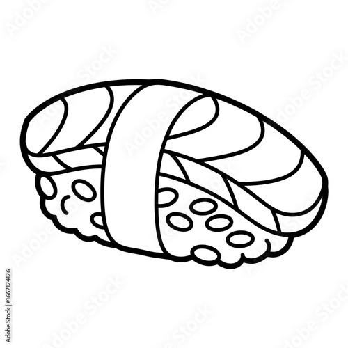 Title: Sushi Nigiri Coloring Page – Japanese Food Line Art