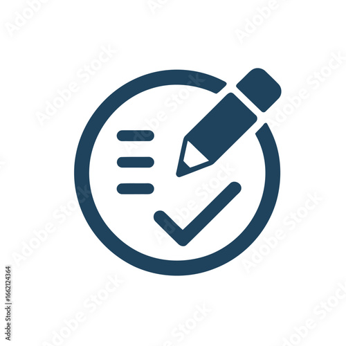 Completion of the Task, Successful Approval Process, Positive Decision, Approved Document and a Checklist with Pencil