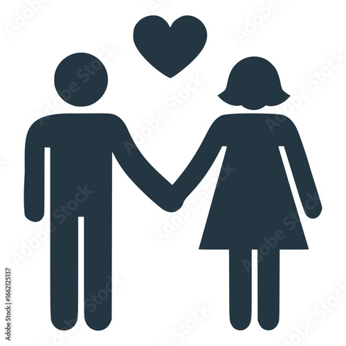 man and woman holding hands. love icon, dating, romance, heart, lovers, vector art, isolated