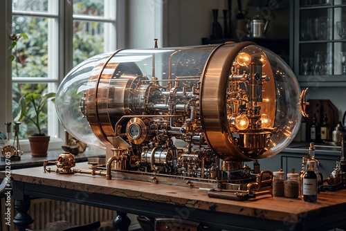 Obraz na płótnie Steampunk Machine in Modern Kitchen