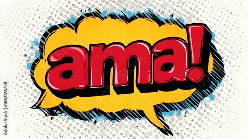 Vivid Retro Comic Speech Bubble Featuring AMA Abbreviation in an Eye-Catching Pop Art Design