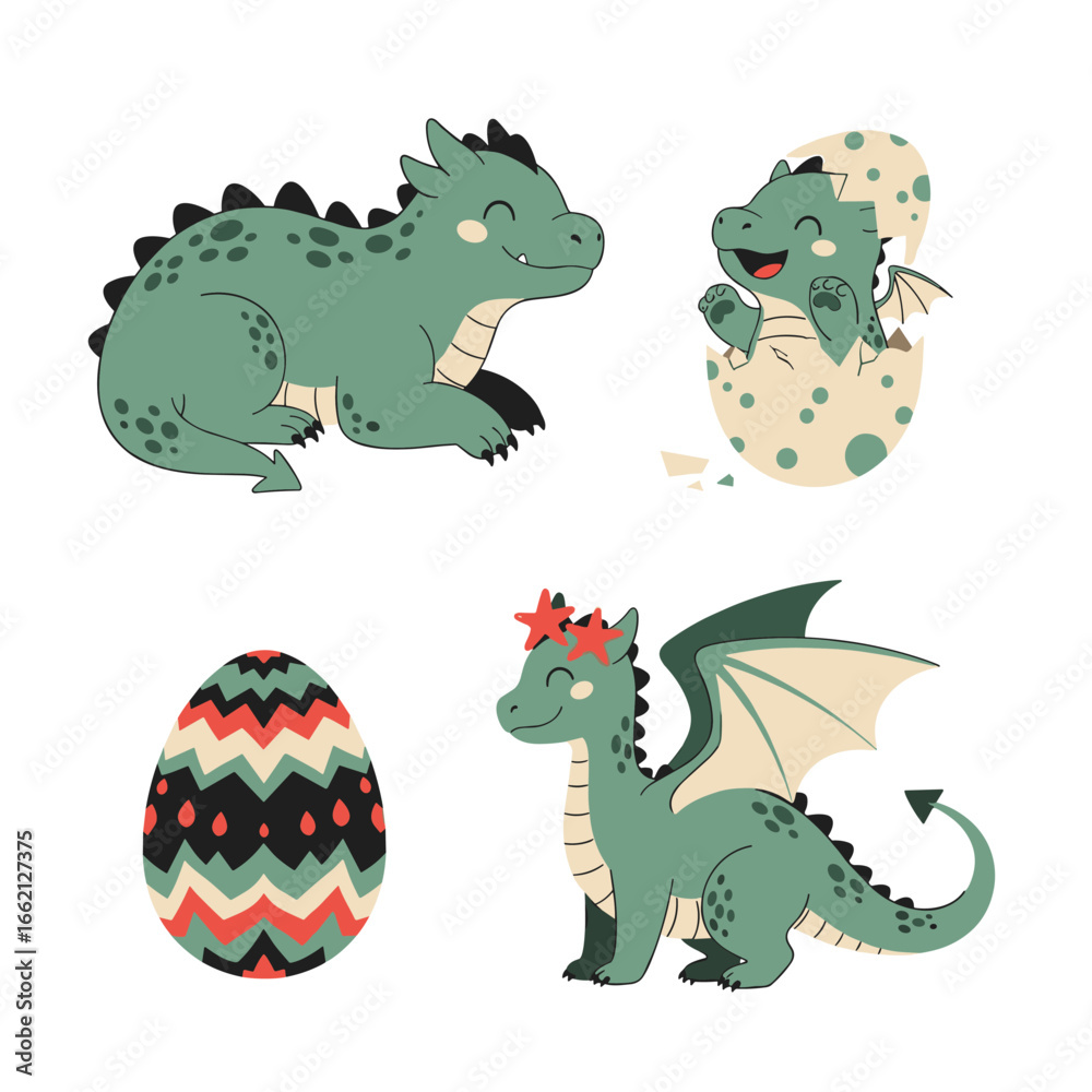 Obraz premium Adorable baby dragons hatching and playing in a whimsical fantasy world