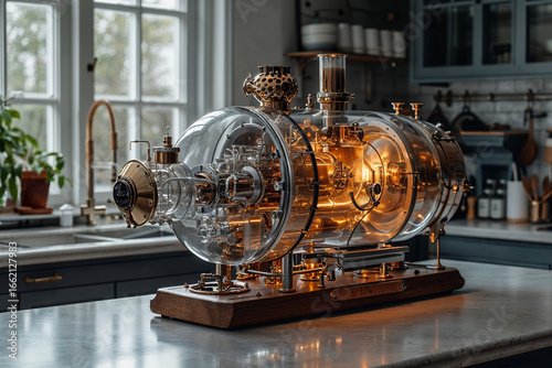Obraz na płótnie Steampunk Machine in Modern Kitchen