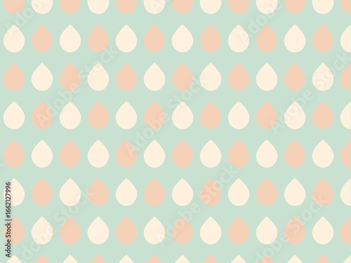 可愛いレトロでポップなグリーンの雫柄の壁紙イラスト