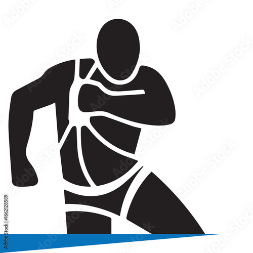 Stylized silhouette of a kayaker in action