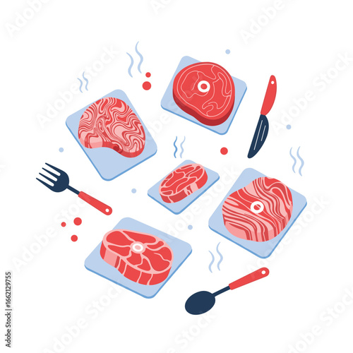 Fresh meat cuts ready for culinary preparation and enjoyment