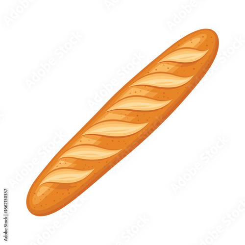 A long golden brown french baguette baked fresh ready to be enjoyed warm