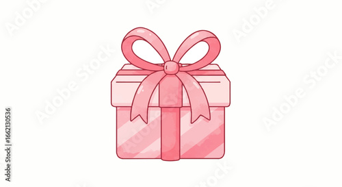 A lovely pink gift box wrapped with a matching ribbon and bow featuring a soft watercolor texture.