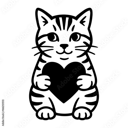 Tabby Cat with Heart
