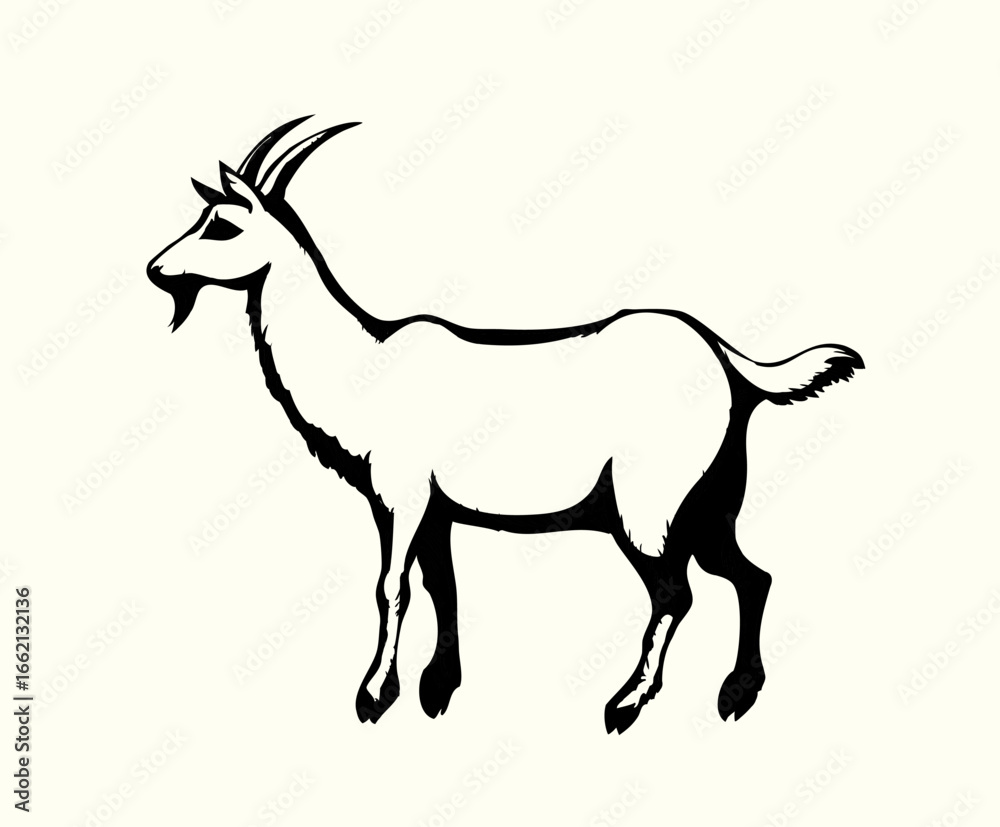 Fototapeta premium Big white goat. Vector animal