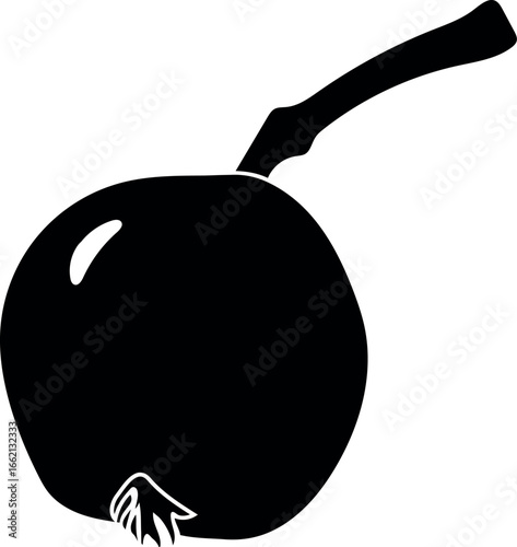 Black silhouette of fruit of rowan (Sorbus aucuparia) isolated on white background