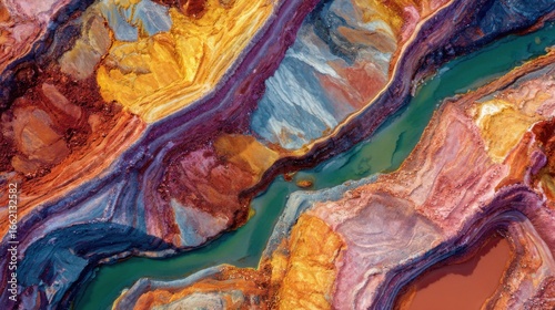 colorful mine aerial view landscape