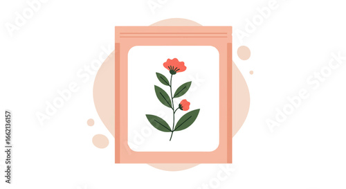 Pink resealable seed packet with a simple botanical flower illustration.