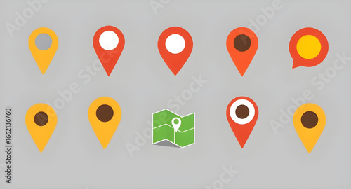 location marker vector, GPS pointer icon, travel map pin, map destination vector, navigation icon set, map point marker, geolocation vector icon, pin drop illustration, map pointer pack, position mark