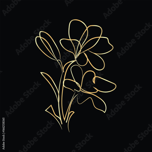 Black and white vector illustration of floral pattern with blossoming branches and leaves