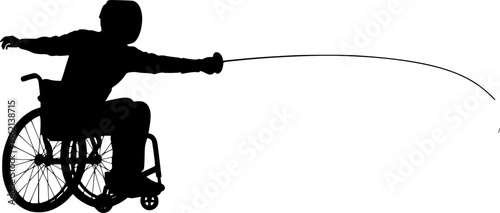 Wheelchair Fencing Silhouette Vector illustration isolated on white background 