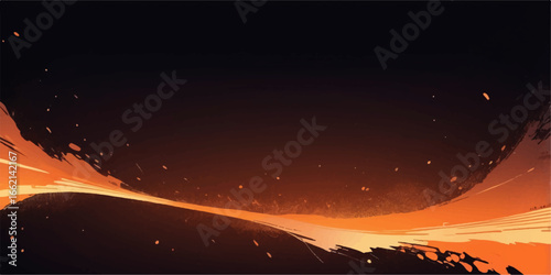 Abstract fiery vector background with a beautiful sunset sky full of clouds and a bright orange sun