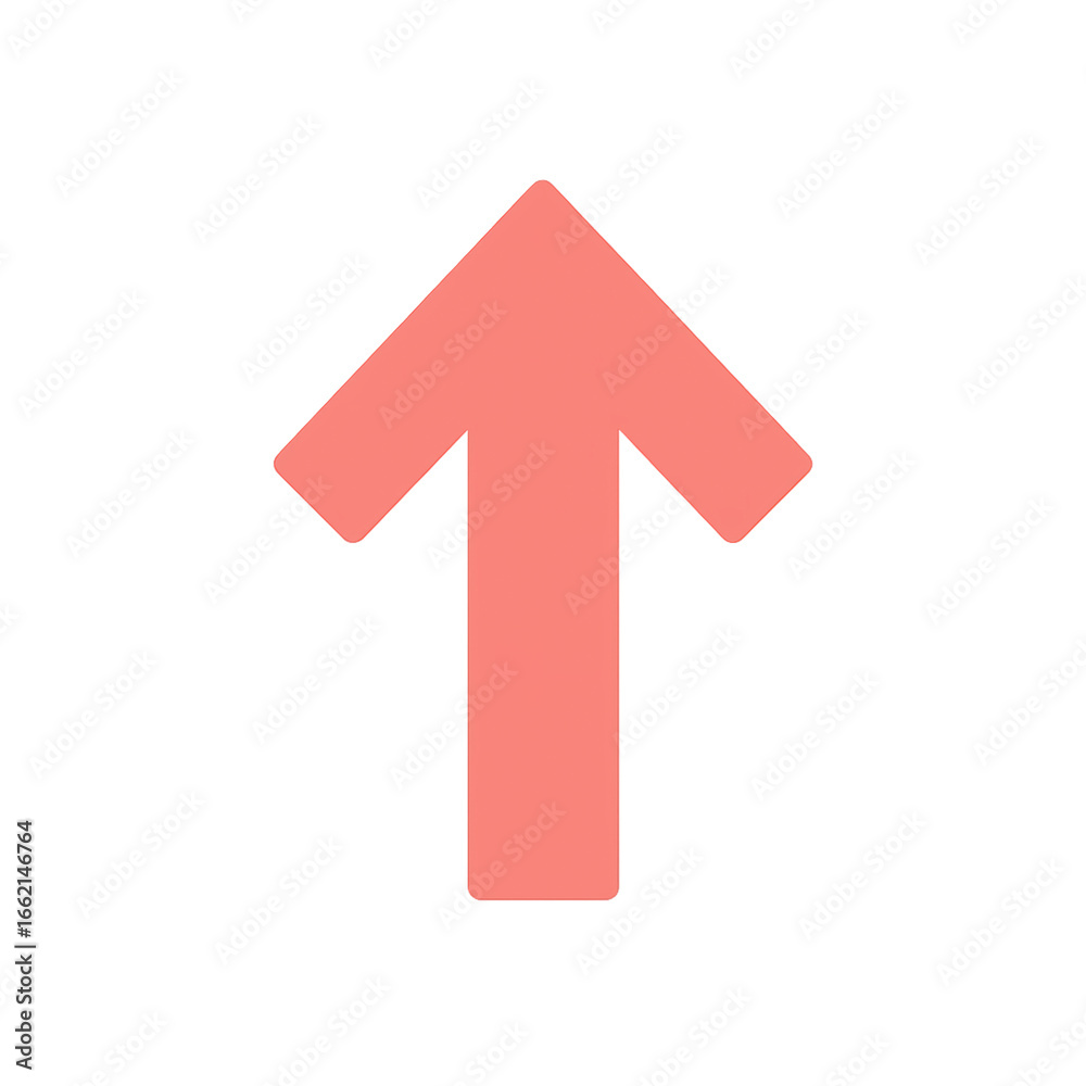 Simple coral arrow pointing upward against a stark black background transparent background Simple coral arrow pointing upward against a stark black background transparent background
