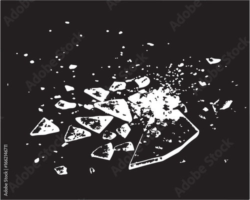 Fractured Illusion White on Black Geometric Fragmentation Abstract Design Modern Art Concept Striking Contrast and Bold Visual Appeal Decorative Element