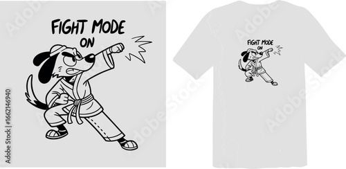 Fight Mode On Karate Dog T-Shirt Design