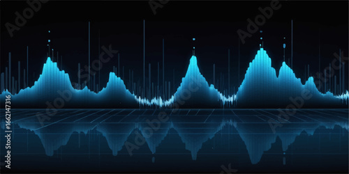 Heartbeat graph on a blue medical monitor displays a sound wave line, a perfect blend of health technology and abstract digital illustration