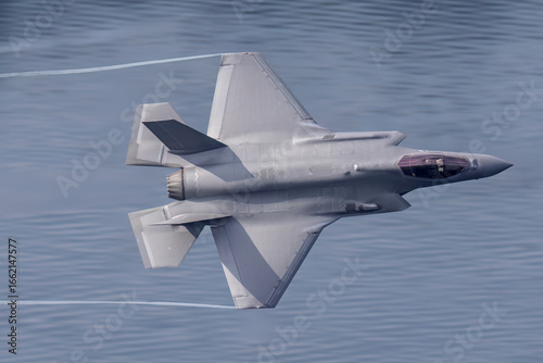 Quadro su tela F35 fighter jet aircraft military aviation stealth fighter in flight, air force combat aircraft at low level
