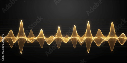 Abstract cardiogram wave pattern illustration with blue light, a simple vector design on a black background for holiday winter wallpaper