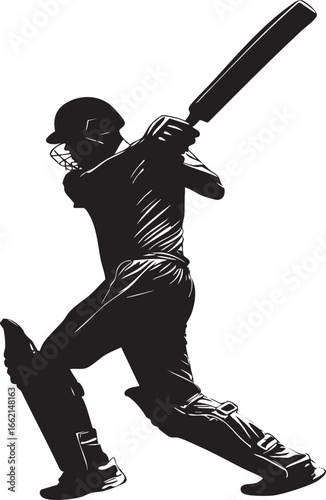 Cricket batsman player silhouette vector