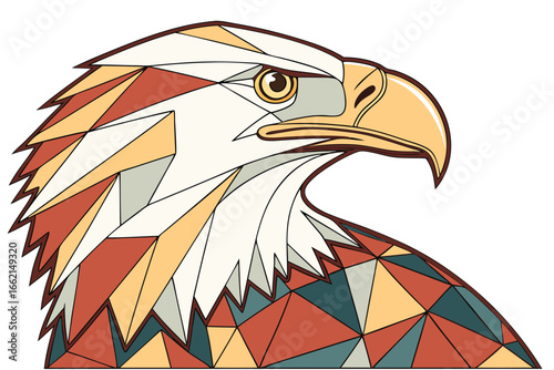 Cubist Eagle Portrait Vector Illustration Abstract Bird of Prey Design