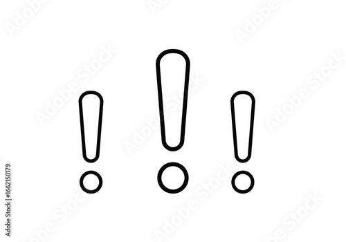 Three exclamation marks in a row, symbolizing emphasis and importance