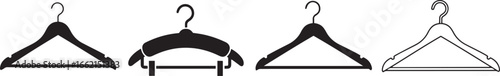 Set of clothes hangers silhouette icons, vector illustration