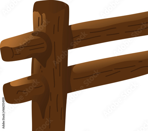 Cartoon-style rustic wooden fence illustration, perfect for farm scenes, countryside designs, or children’s books. High-quality, natural and warm brown tones for versatile creative use.