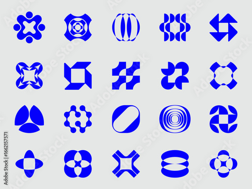 Abstract modern icons collection for your branding design. Minimalist geometric forms and shapes. 
