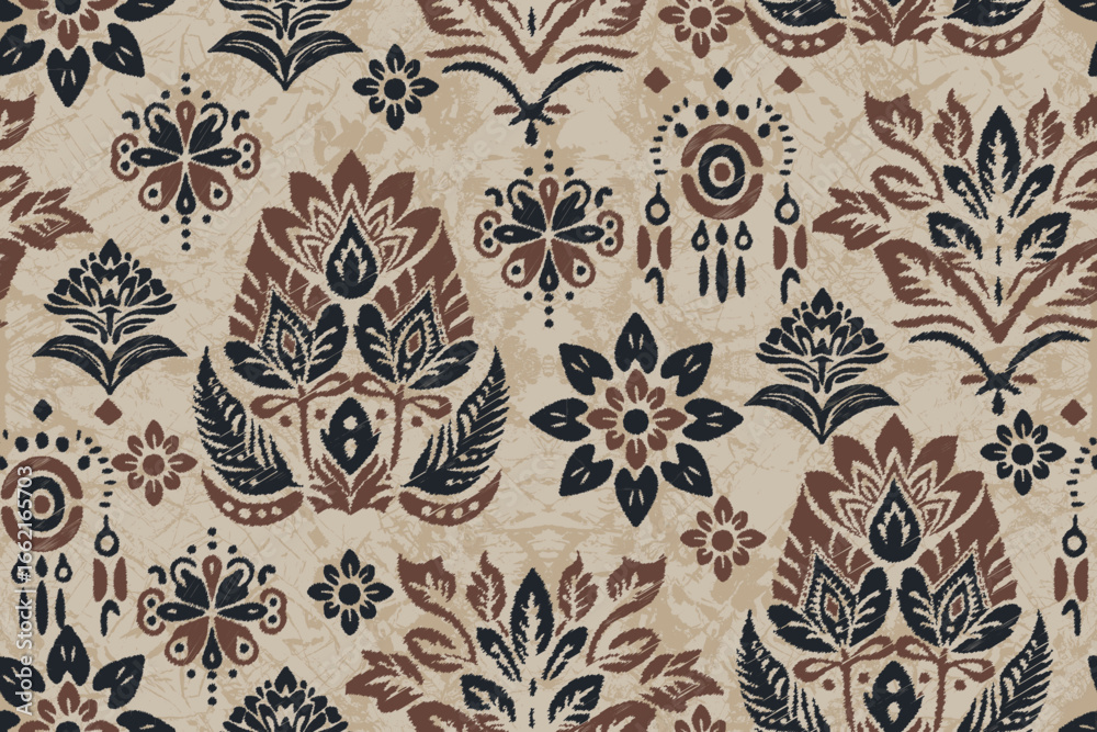 tribal abstract ikat fabric artwork with seamless patterns. Abstract Modern Batik.Aztec geometric art ornament print.Motif ethnic handmade.Ideal for rugs, wallpapers, throws, fabrics and clothing.