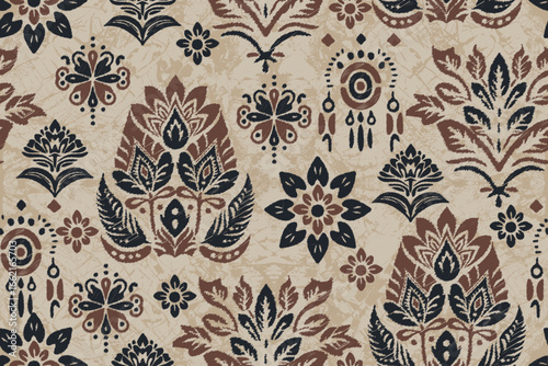 tribal abstract ikat fabric artwork with seamless patterns. Abstract Modern Batik.Aztec geometric art ornament print.Motif ethnic handmade.Ideal for rugs, wallpapers, throws, fabrics and clothing.