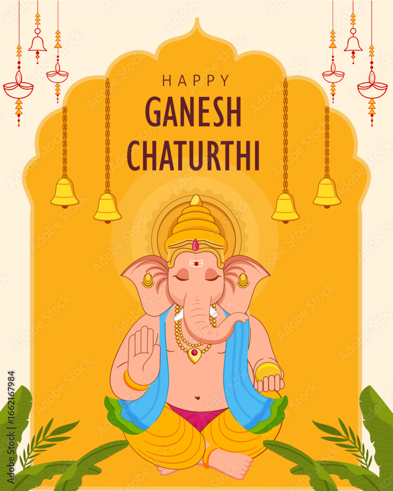 Φωτογραφία Happy Ganesh Chaturthi festival celebration of India Social media banner design