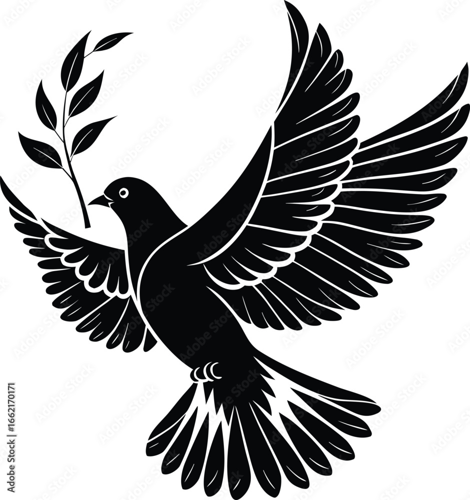 Fototapeta premium Dove of peace silhouette vector, Dove vector