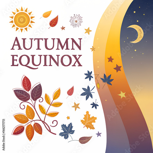 Autumn equinox symbolizing day and night transition transparent background