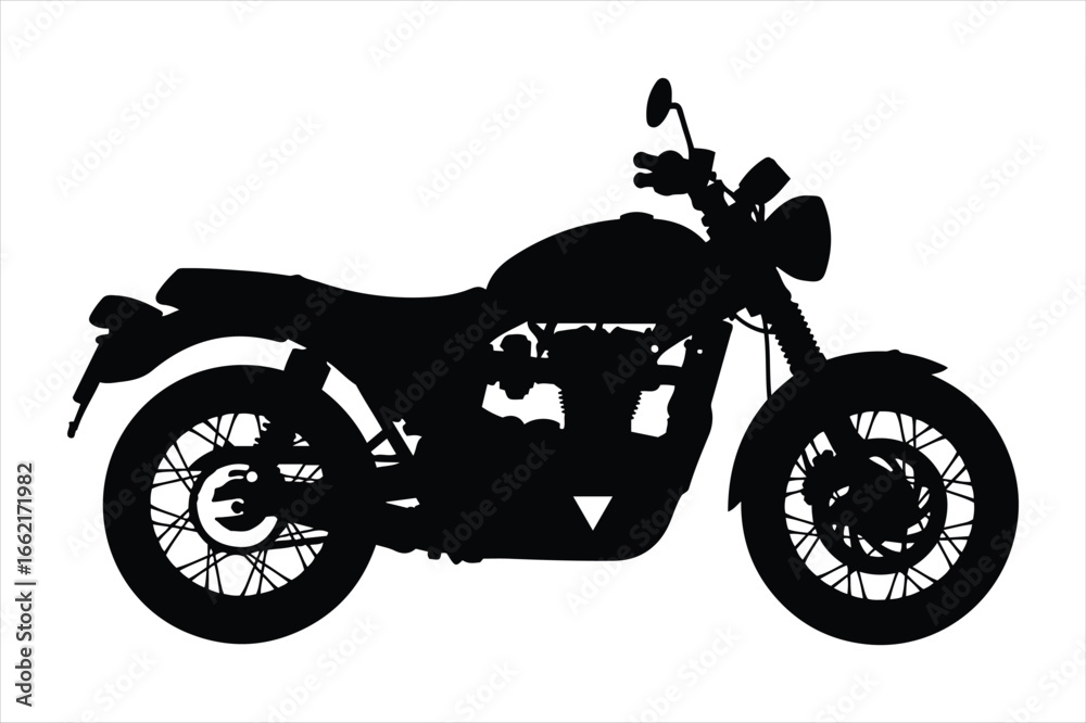 Obraz premium Classic motorcycle silhouette side view motorcycle art for transportation and speed enthusiasts