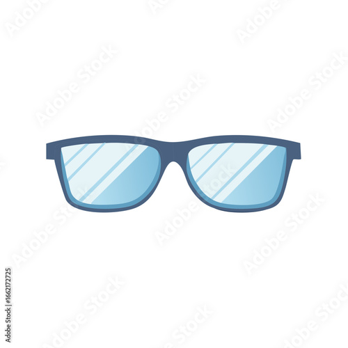 Simple Eyeglasses Illustration with Blue Tinted Lenses for Vision Correction