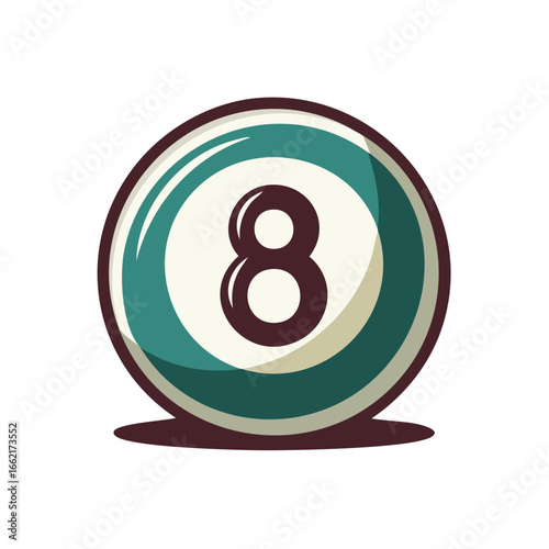 Lucky Eight Ball Icon Vector Design Illustration:  Billiard Game Accessory with Symbol  for Pool Hall Decor