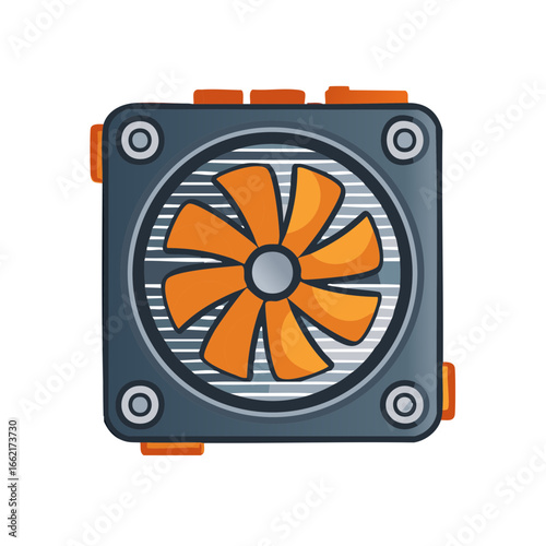 Cartoon Illustration of a Computer Fan for Cooling a Computer System Parts