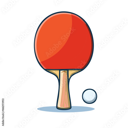 Table tennis racket and ball cartoon illustration for sport and leisure activities