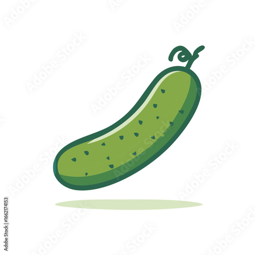 Stylized Cartoon Cucumber Illustration with Green Tones