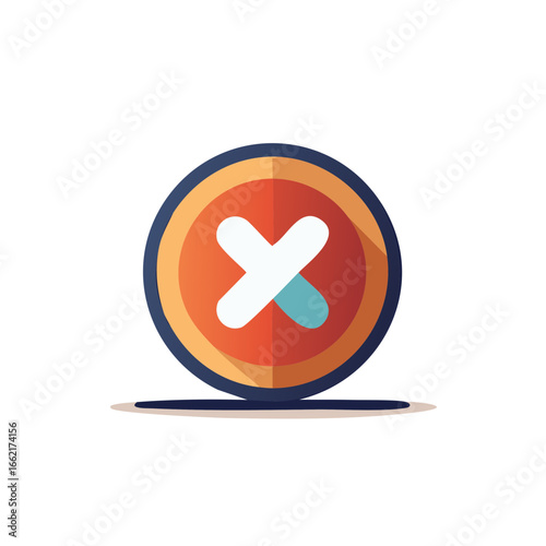 Circle Cancel Sign with Rounded Cross in Colorful Flat Design for Error Notification or Deletion Symbol