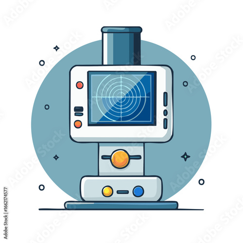 Illustrated Radar Screen with Target Grid Futuristic Technology Display Monitor Device