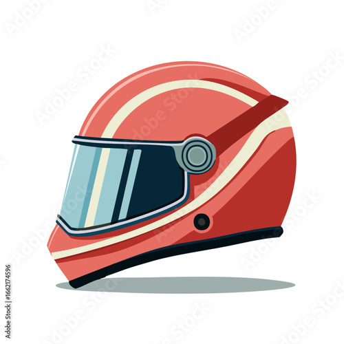 Retro Race Car Driver Helmet in Red with Visor, Protective Head Gear for Racing Activities